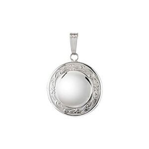 Sterling Silver 18mm Round Floral Border Locket